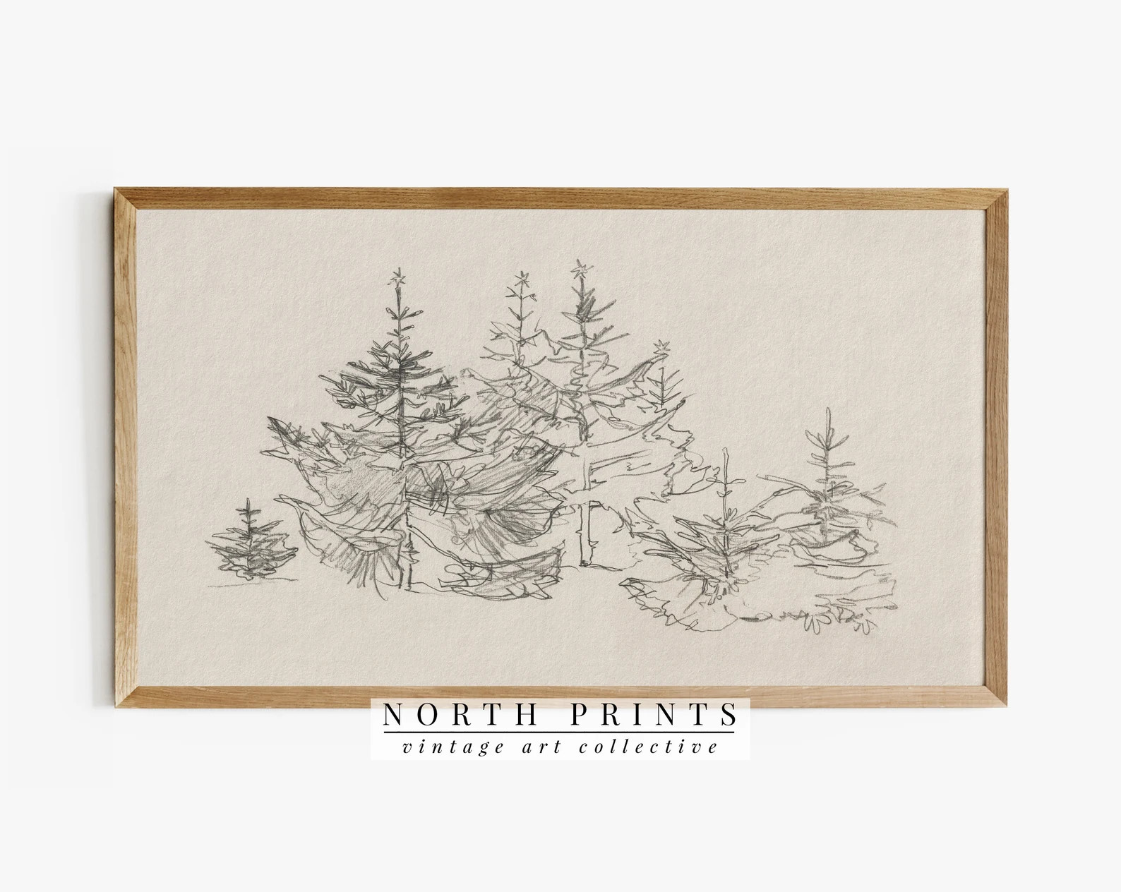 Samsung Frame TV Art, Vintage Neutral Winter Tree Sketch, Instant Holiday Decor DIGITAL TV162 - E... | Etsy (US)