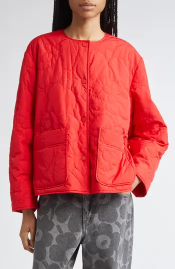 Marimekko Kapseli Piirto Unikko Quilted Jacket in Red at Nordstrom Rack, Size Medium | Nordstrom Rack