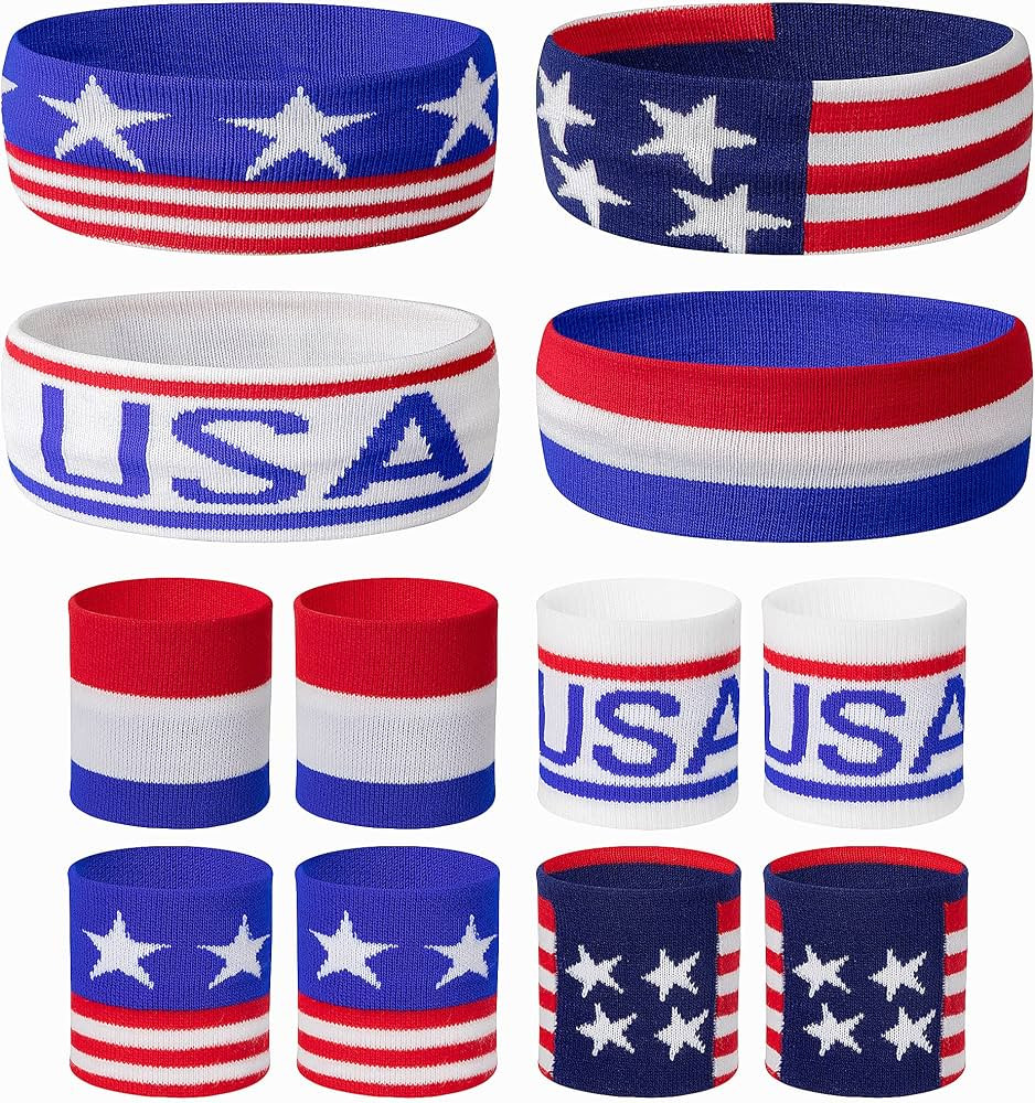 American Flag Sports Headband and Wristband- Striped Sweatband Set for Basketball, Football, Runn... | Amazon (US)
