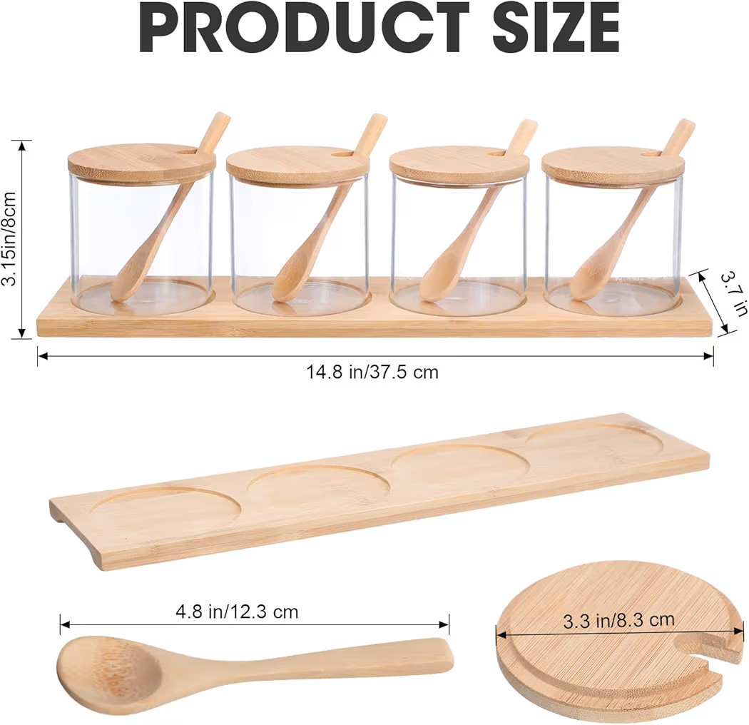 Zubebe 8 Pcs 10 oz Clear Glass Seasoning Jar with Wooden Lid and Spoon Adorable Sugar Condiment J... | Amazon (US)