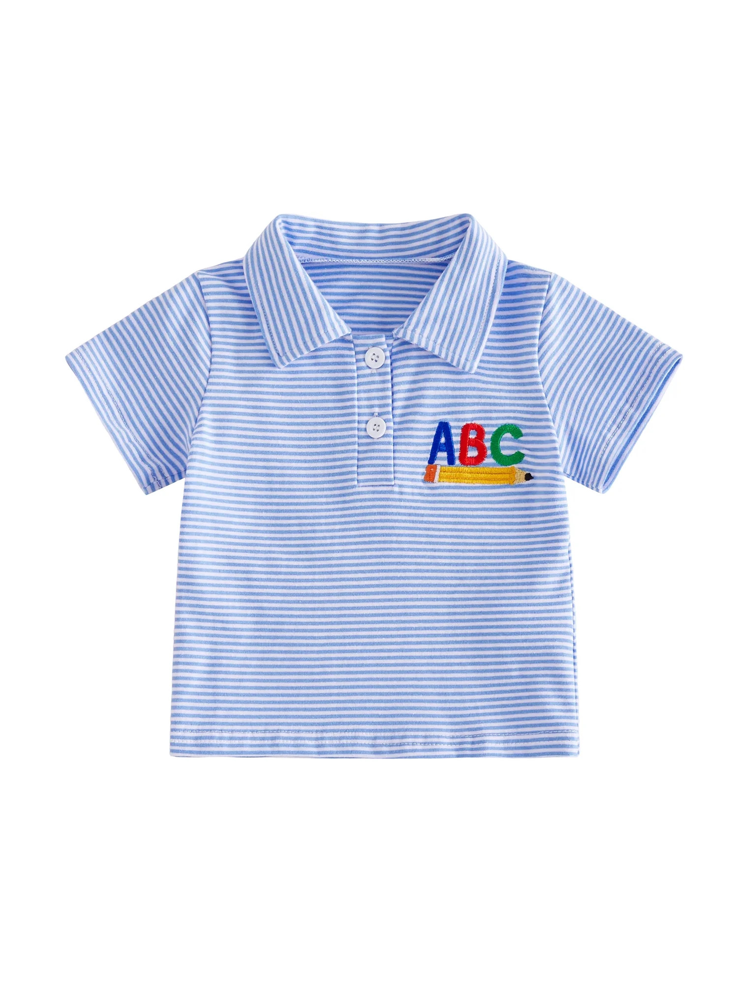 BemeyourBBs Toddler Baby Boy Back to School Shirt First Day of School Outfit Toddler Boy First Day of Kindergarten Outfit Short Sleeve Lapel Collar Letter Pencil Embroidery Summer Fall Shirts Tops - Walmart.com | Walmart (US)