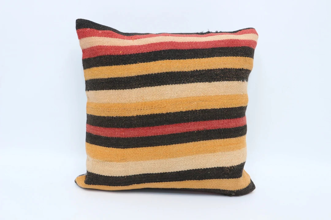 Kilim Pillow Cover, Kilim Pillow Covers, Personalized Pillow, 18x18 Orange Pillow Cover, Striped ... | Etsy (US)