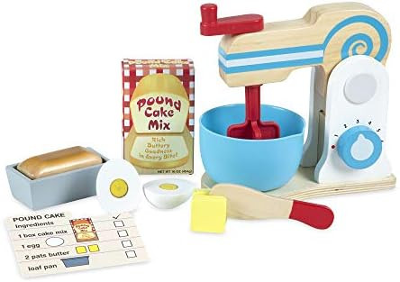 Melissa & Doug Wooden Make-a-Cake Mixer Set (10 pcs) - Play Food and Kitchen Accessories - Kitche... | Amazon (US)