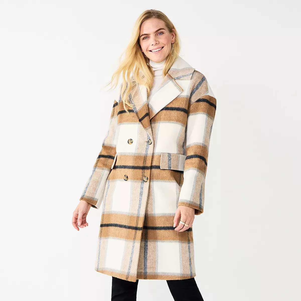 Women's Nine West Double-Breasted Faux-Wool Coat | Kohl's