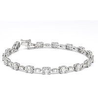 Natural Diamond Bracelet, 18 Kt White Gold Link Tennis Timeless Jewelry Piece, Gift For Her, Modern Bracelet | Etsy (US)