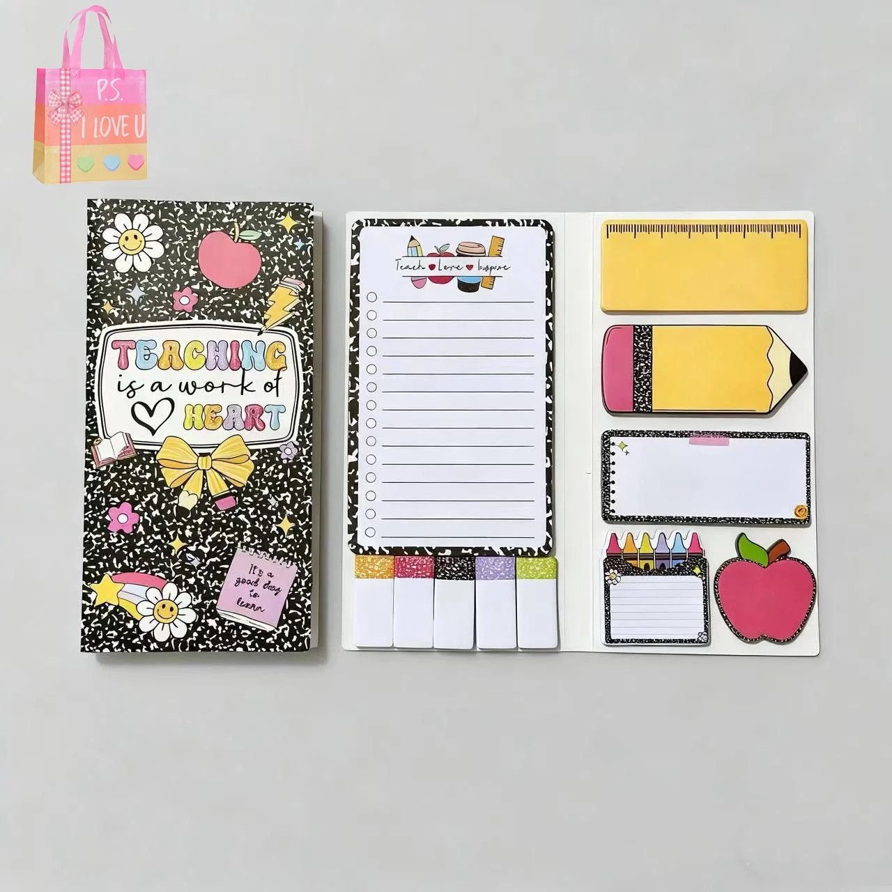 Teaching is a Work of Heart Pencil-Shaped Sticky Note Set – Self-Stick Notes for Classroom Offi... | Walmart (US)