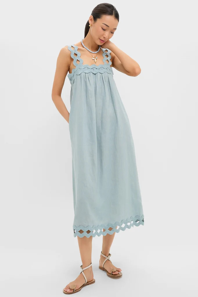 Light Blue Ric Rac Linen Ellis Dress | Tuckernuck (US)