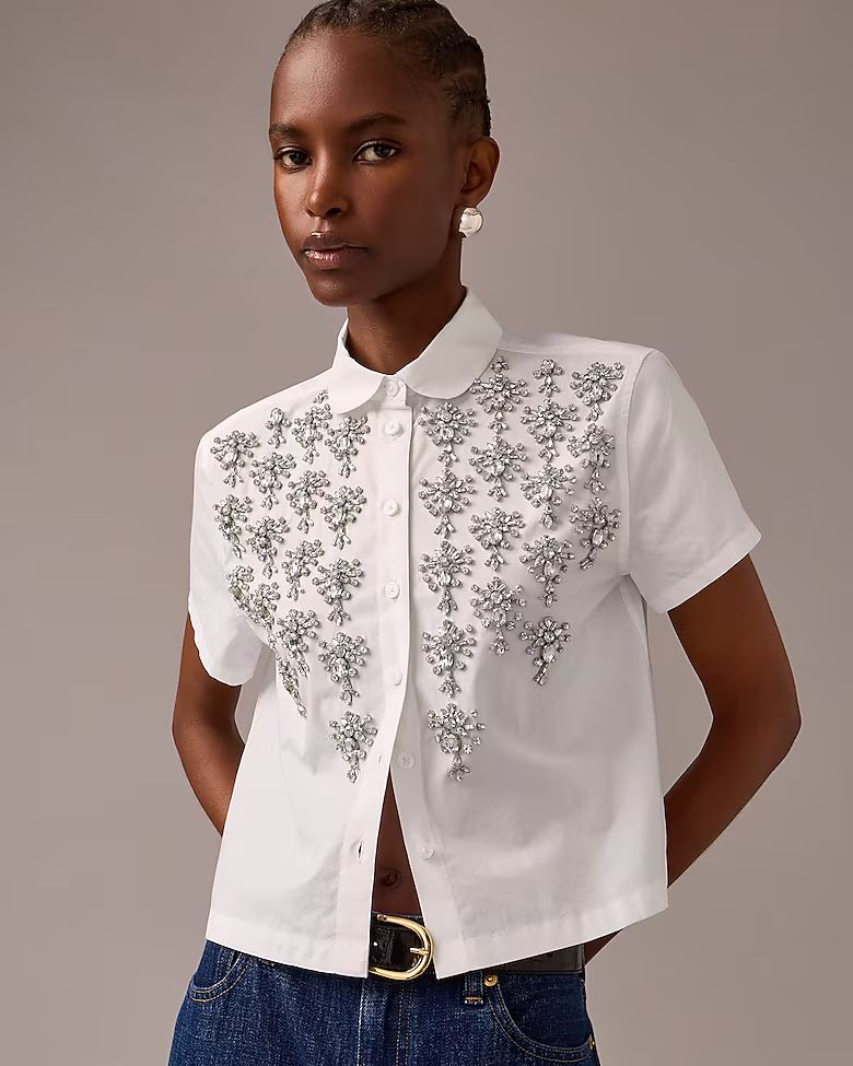 Collection cropped button-up shirt with embellishments | J.Crew US