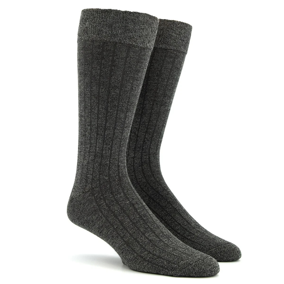 Wide Ribbed Heather Charcoal Dress Socks | Cotton Socks | Tie Bar | The Tie Bar
