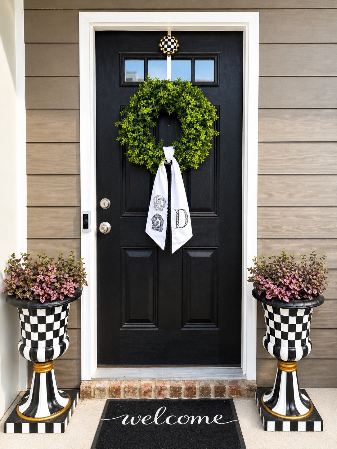 My front porch is officially summer ready 🖤🌿 The checkered planters + pink hippos might be my favorite combo I’ve ever done 😍 #LTKHome #FrontPorchDecor #MacKenzieChildsInspired #OutdoorDecor #PorchStyling #LTKSummer #NeutralHomeDecor #CurbAppeal #HomeInspo #LTKFindsUnder100

#LTKgrwm #LTKootd #LTKmomlife