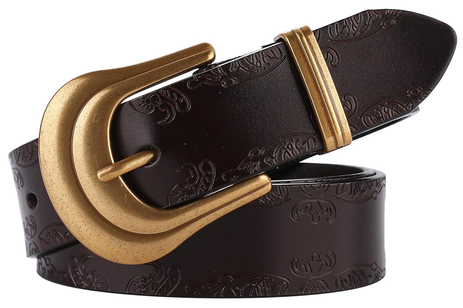 ALAIX Western Leather Belts for Women Cowboy/Cowgirl Belt Big Gold Buckle Belt Black Leather Belt... | Amazon (US)