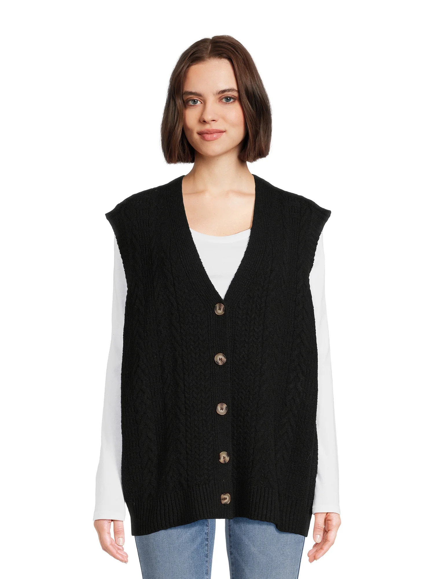 Dreamers by Debut Women's Cable Knit Sweater Vest | Walmart (US)