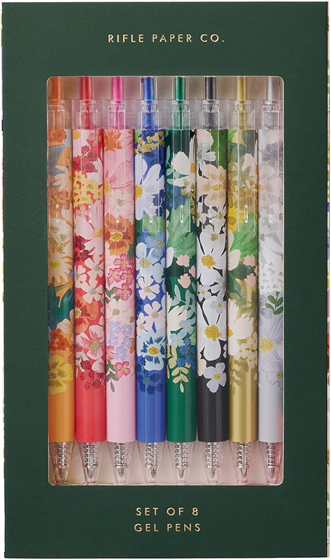 RIFLE PAPER CO. Margaux Gel Pen Set of 8 - Boxed Set of 8 Different Colored Retractable Gel Pens,... | Amazon (US)