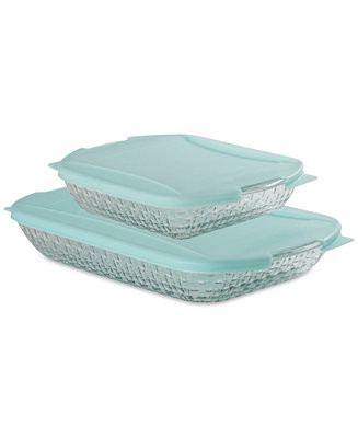 Anchor Hocking Basketweave Embossed 4-Piece Bakeware Bundle - Macy's | Macy's