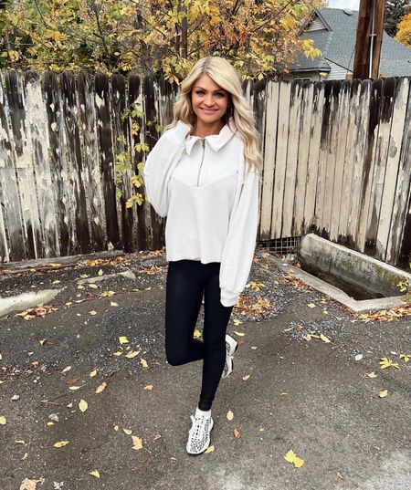 Casual & classy fall style wearing a Saltwater Luxe top - more casual style. Spanx leggings, and Steve Madden sneakers!

#LTKshoecrush #LTKunder100 #LTKSeasonal