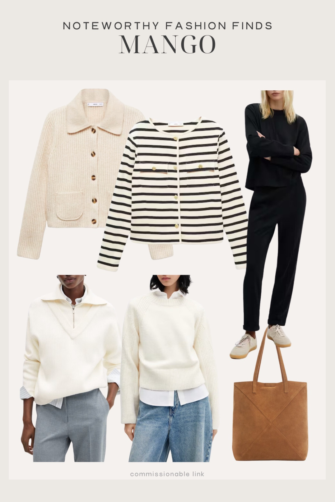 Noteworthy fashion find from Mango:
Striped cardigan
Lounge set
Tote bag
Crewneck sweater 

Winter outfit
Classic style 

#LTKSeasonal #LTKfindsunder100