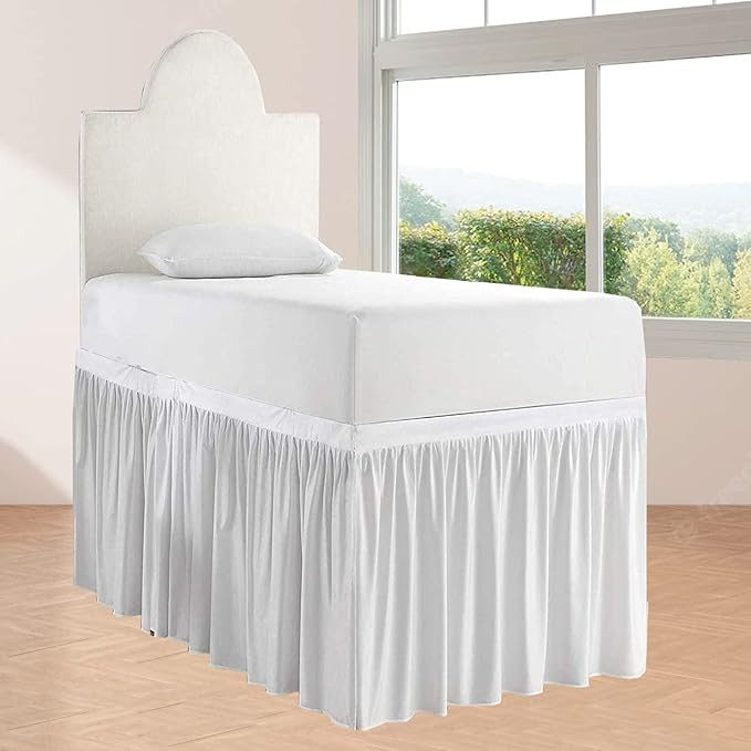 Dorm Room Bed Skirt - Ruffled Sized College Long Extra Bedskirts 32-Inch Tailored Drop 100% Micro... | Amazon (US)