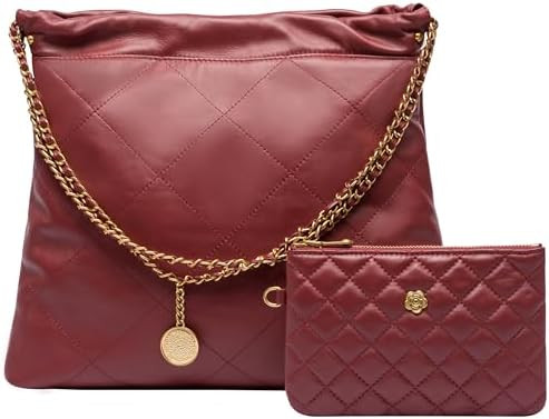 DORIS&JACKY Leather Quilted Tote Bag Set for Women Soft Lambskin Designer Shoulder Chain Purse wi... | Amazon (US)