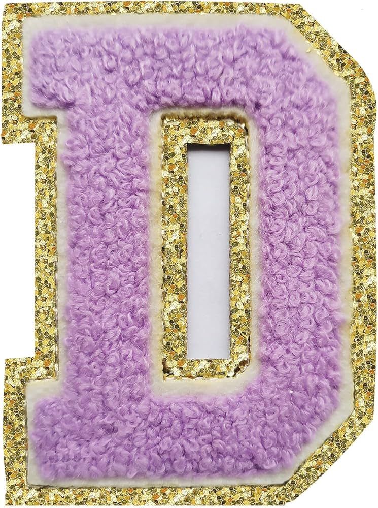 Letter Patches Varsity Glitters Chenille,3 PCS SPRT Iron on Purple Letter Patch,Alphabet Cloth Pa... | Amazon (US)