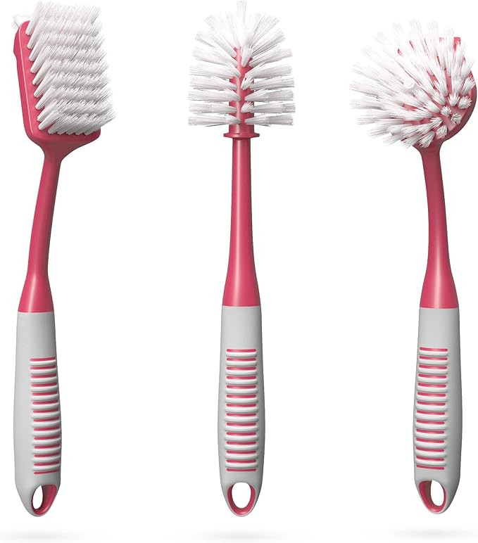 Dish Brush Set of 3 with Bottle Water Brush, Dish Scrub Brush and Scrubber Brush - Kitchen Scrub ... | Amazon (US)