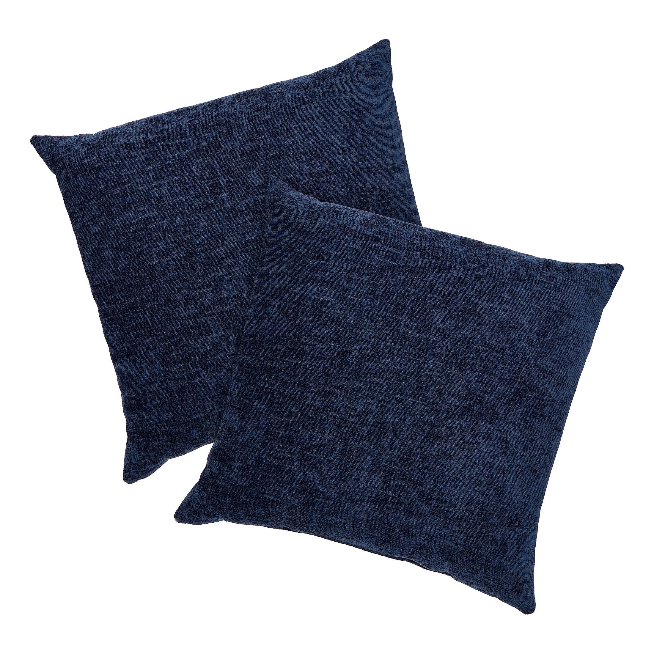Mainstays Chenille Decorative Square Throw Pillow, 18" x 18", Navy, 2 Pack | Walmart (US)