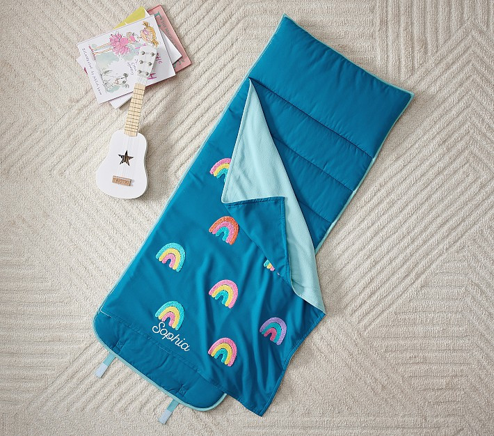 Mackenzie Turquoise Rainbows Chenille Nap Mat | Pottery Barn Kids
