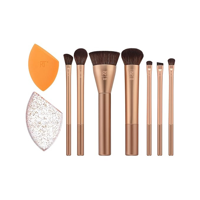 Real Techniques Wrapped In Glow Brush + Sponge 9 Piece Holiday Gift Set, Complete Makeup Brush Se... | Amazon (US)