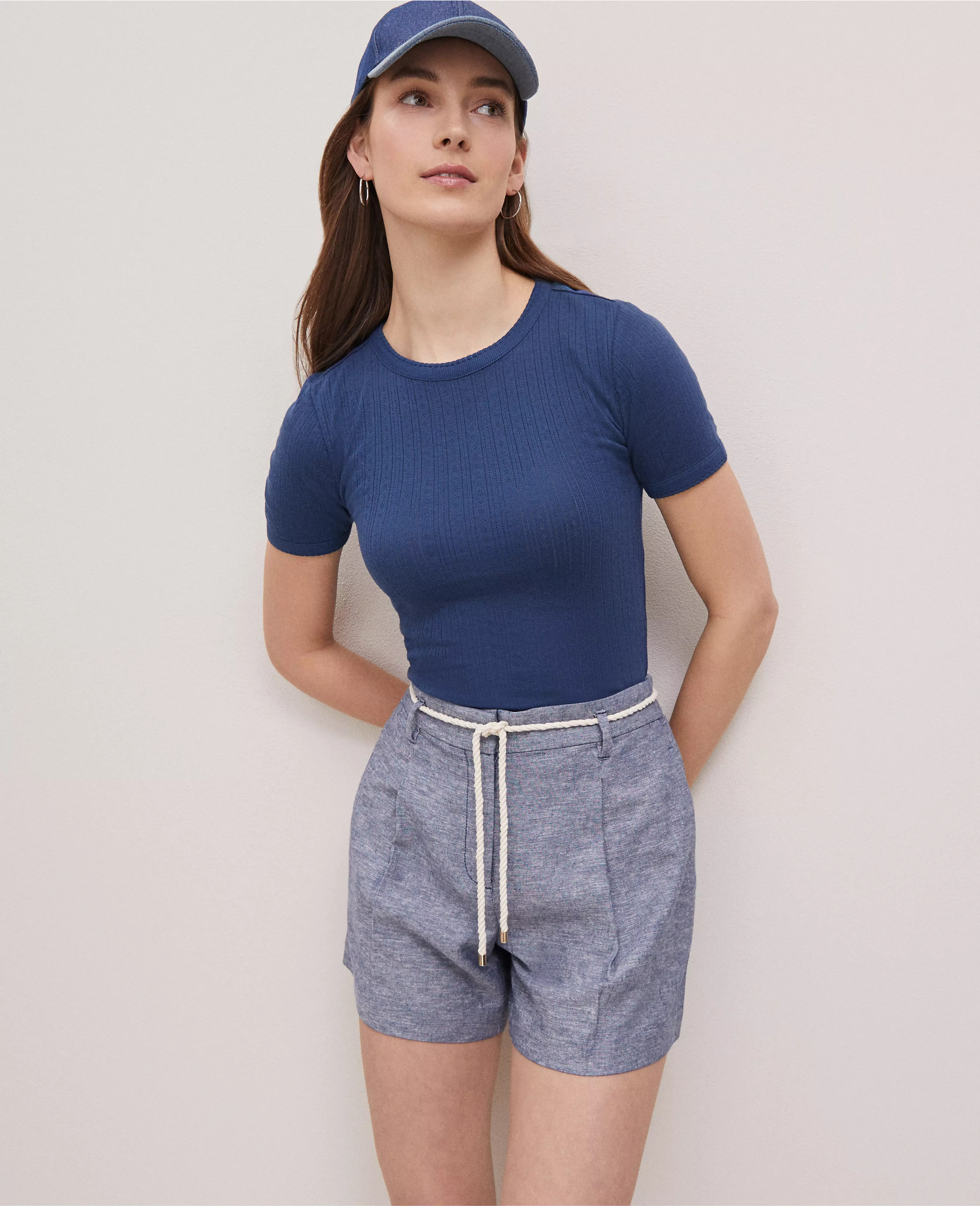 Weekend Collection Pointelle Tee | Ann Taylor