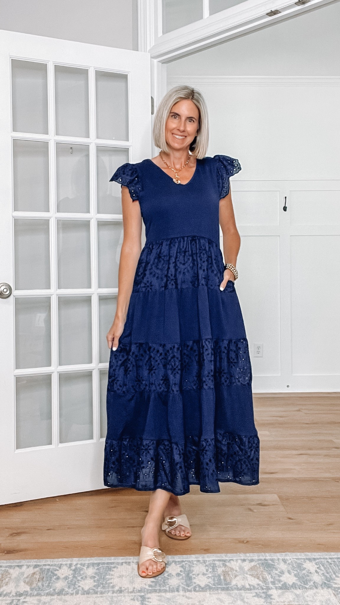 This Amazon eyelet dress is a good one! It is lined underneath and has pockets. Love the cute ruffle sleeve detail! Wearing a small and comes in other colors. 


Navy blue dresses 
Church dress 
Spring dress 
Maxi dress 
Vacation dress 


#LTKSeasonal #LTKFindsUnder50 #LTKOver40