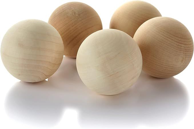 5Pcs 2.75 inch Wooden Round Balls Natural Unfinished Wood Spheres Smooth Round Wood Balls Hardwoo... | Amazon (US)