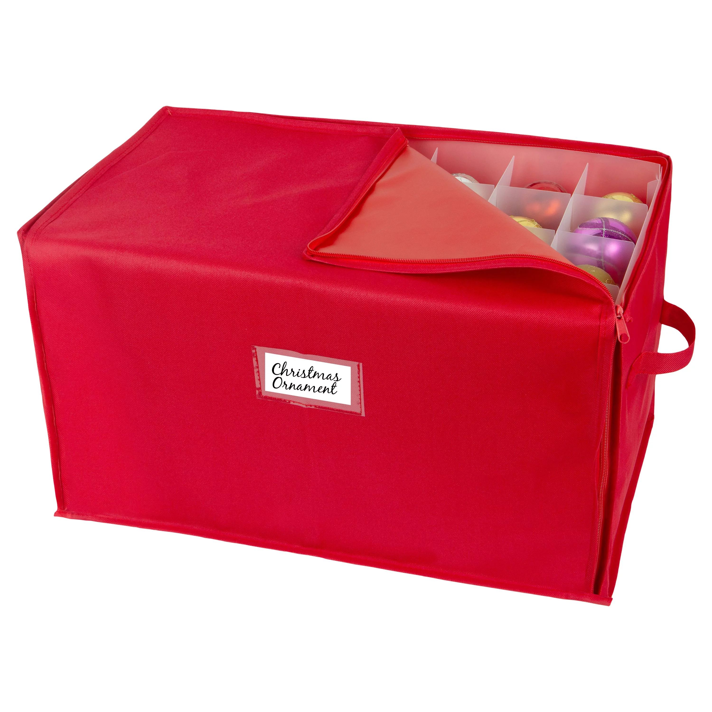 Simplify 112 Count Stackable Christmas Ornament Storage Box in Red - Walmart.com | Walmart (US)