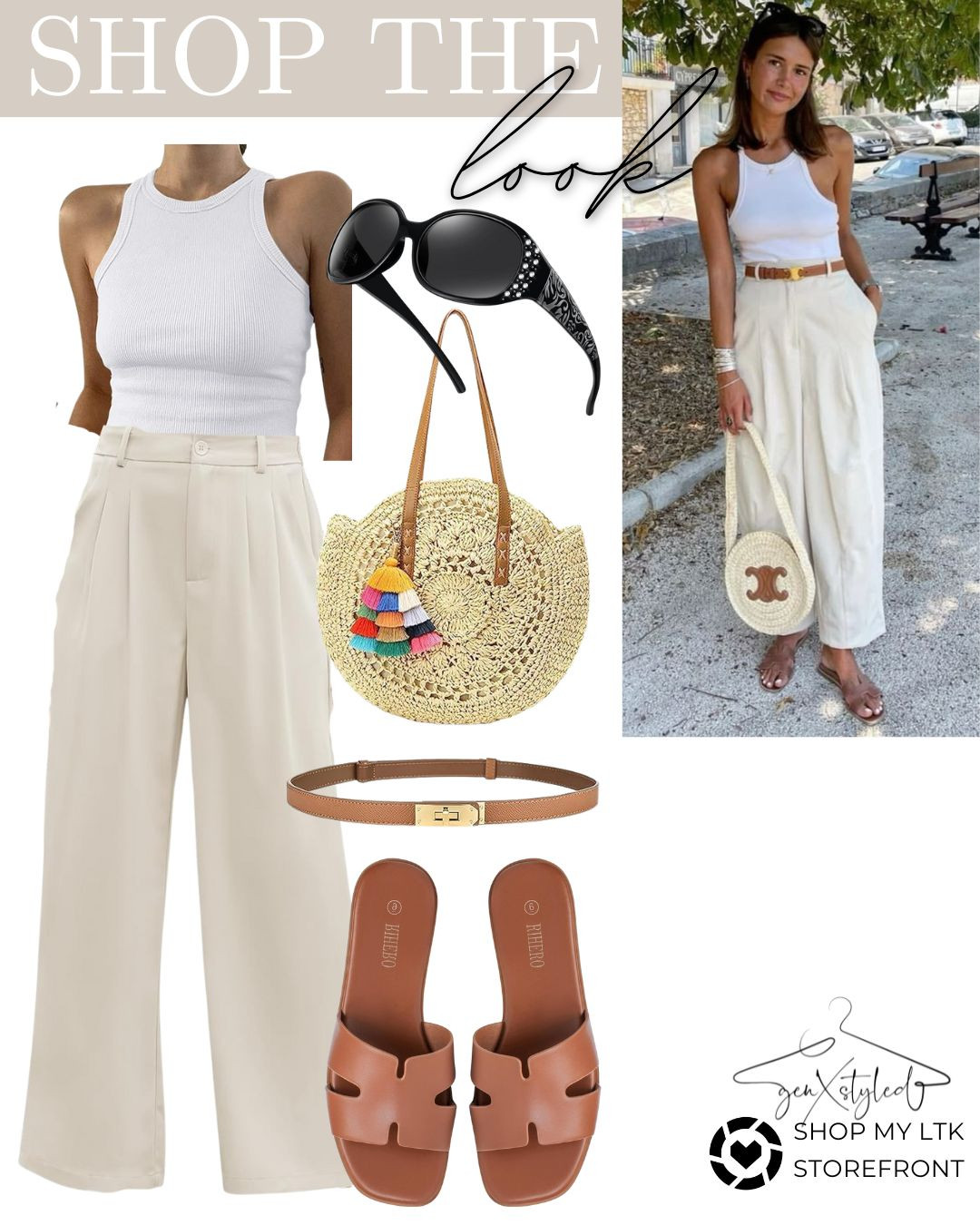 This neutral summer look is giving cool, classic, and effortlessly polished. 🤍 From the wide-leg trousers to the chic straw bag and comfy slides, everything is from Amazon!

#SummerStyle2025 #PinterestInspiredLook #ClassicAndCool #ChicSummerOutfit #TravelOutfitInspo #Over50Style #StyleInspo #NeutralTones #WeekendStyle #SummerFashionInspo #AmazonFashionista  

 #LTKSummerEdit #LTKFindsUnder100 #LTKStyleTip