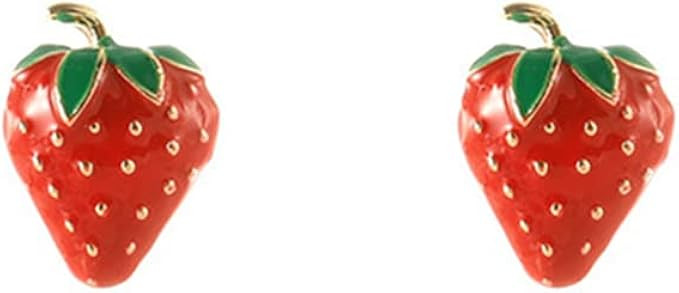 Cute Strawberry Fruits Small Stud Earrings 925 Sterling Silver Post for Women Girls Teen Lovely F... | Amazon (US)