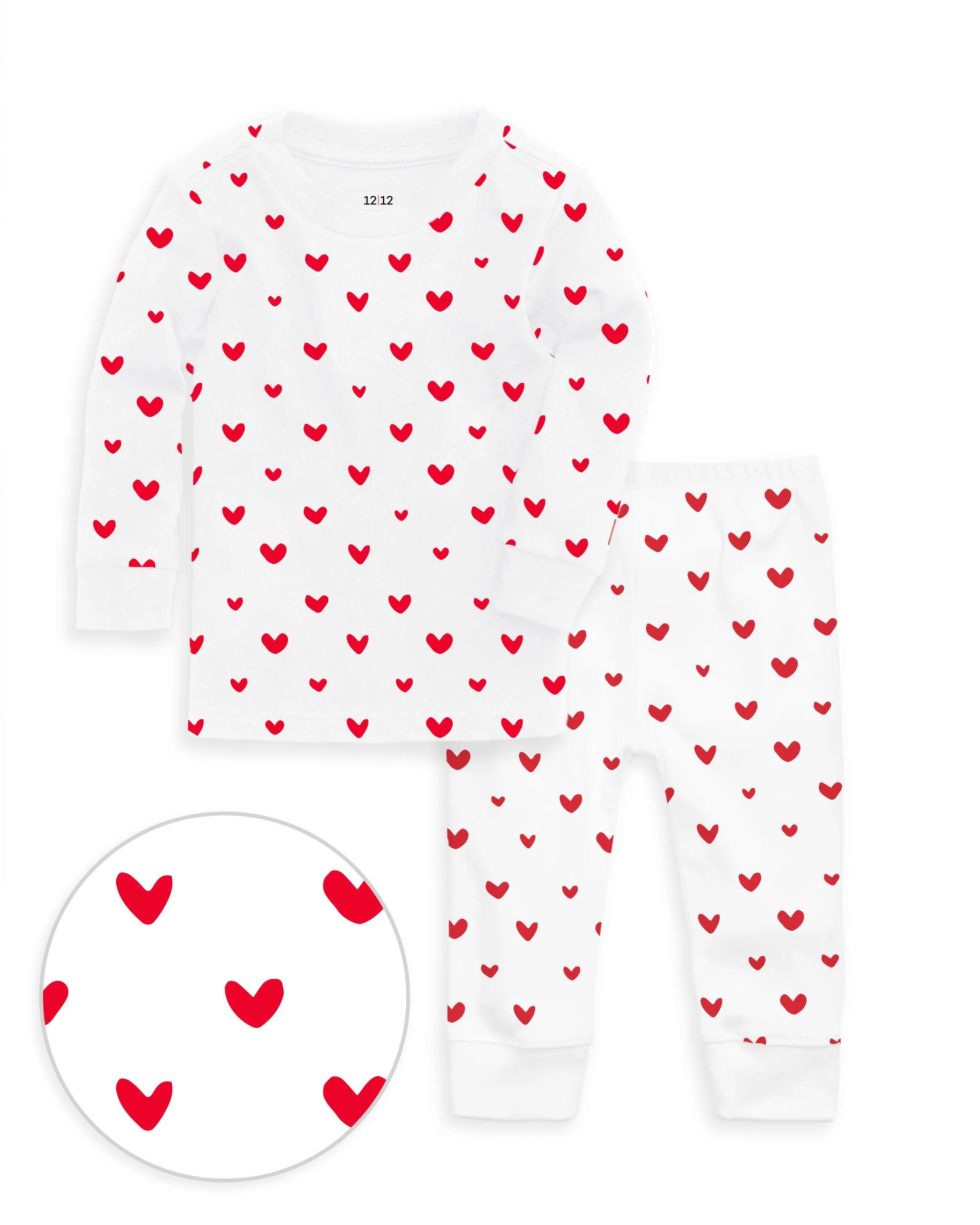 The Organic Long Sleeve Pajama Set [Poppy Jelly Bean Hearts] | 1212