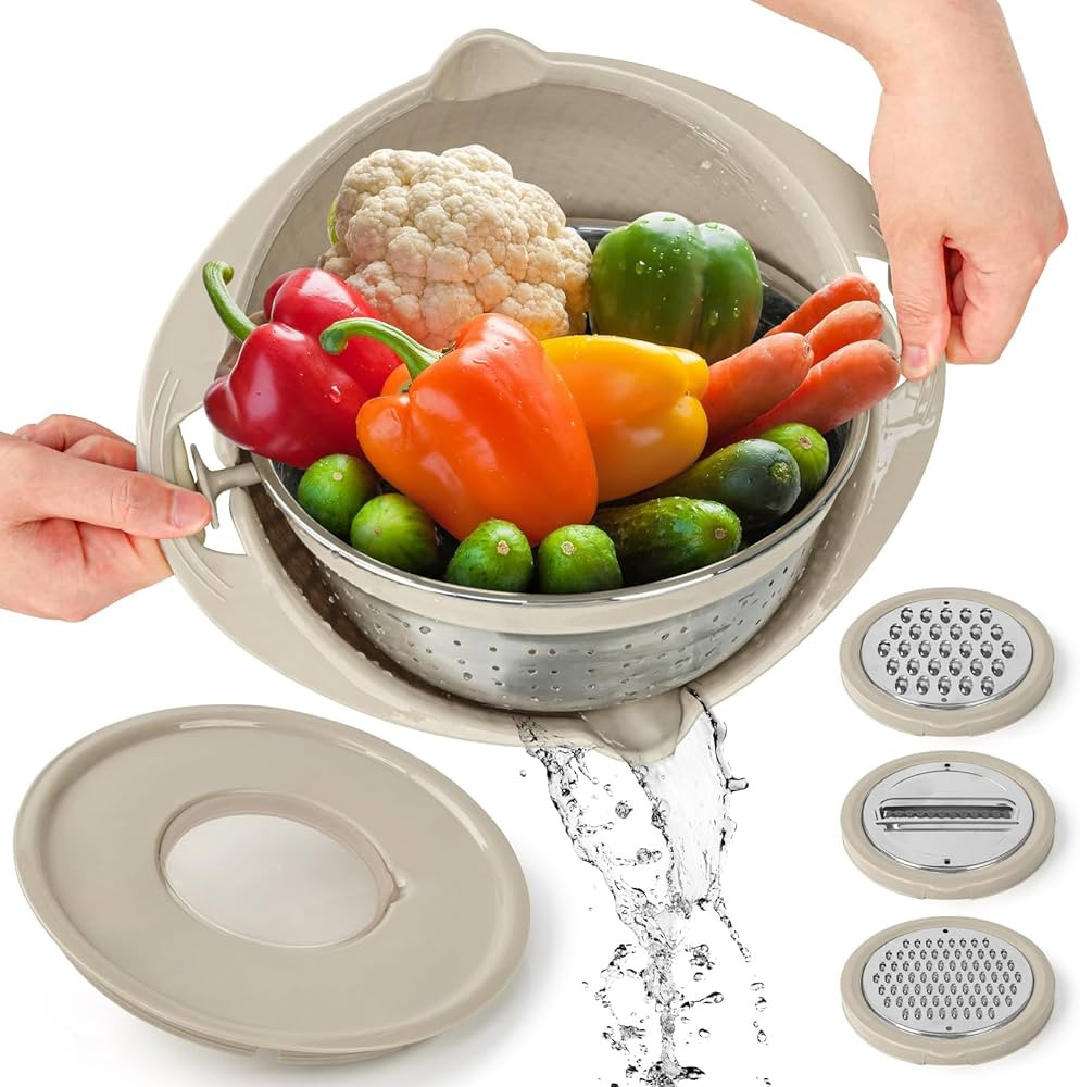 4-1 Multifunctional Kitchen Colander Bowl Set，Kitchen Fruit and Vegetable Cleaner Colanders & F... | Amazon (US)