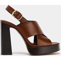 Zara - Leather Heeled Sandals - Women - Brown - Women | Zara US