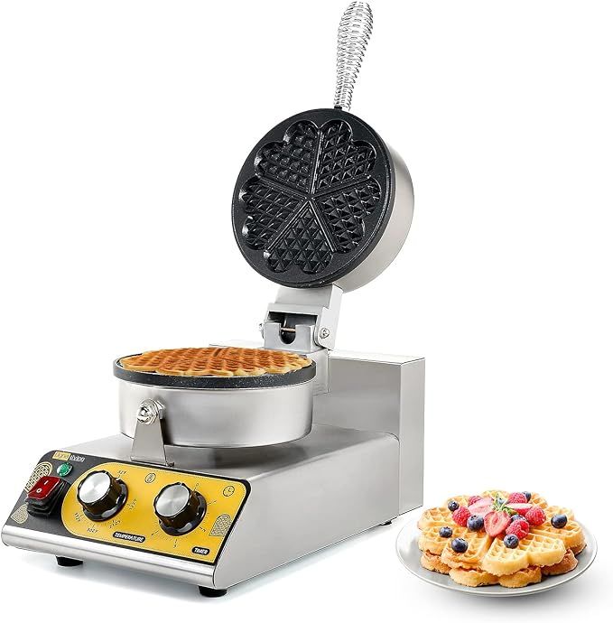 Dyna-Living Commercial Waffle Maker Heart-shaped Waffle Iron Machine 1200W Electric Waffle Machin... | Amazon (US)
