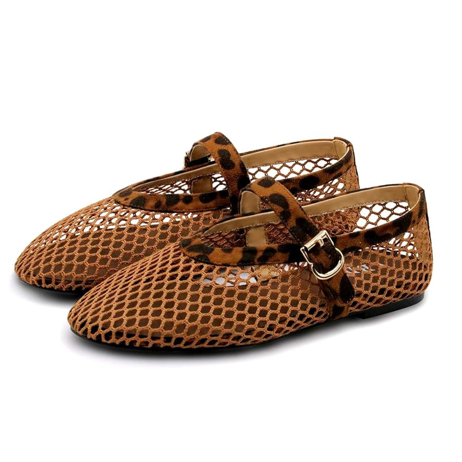 Mesh Ballet Flats for Women Round Toe Buckle Strap Comfy Casua Office Ballerina Mary Jane Flats S... | Amazon (US)