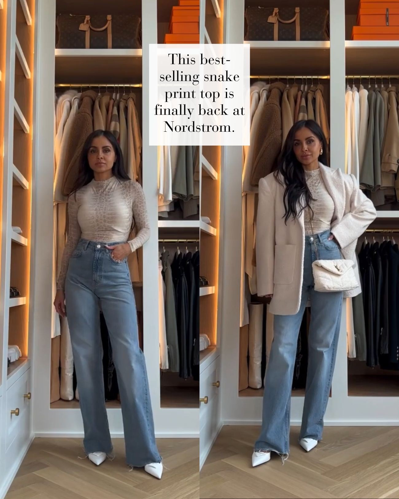 Spring date night outfit ideas
My naked wardrobe snake print top is back (but not as a bodysuit)
Zara wide leg jeans 
Nordstrom oversized blazer 



#LTKPetite #LTKOver40 #LTKootd