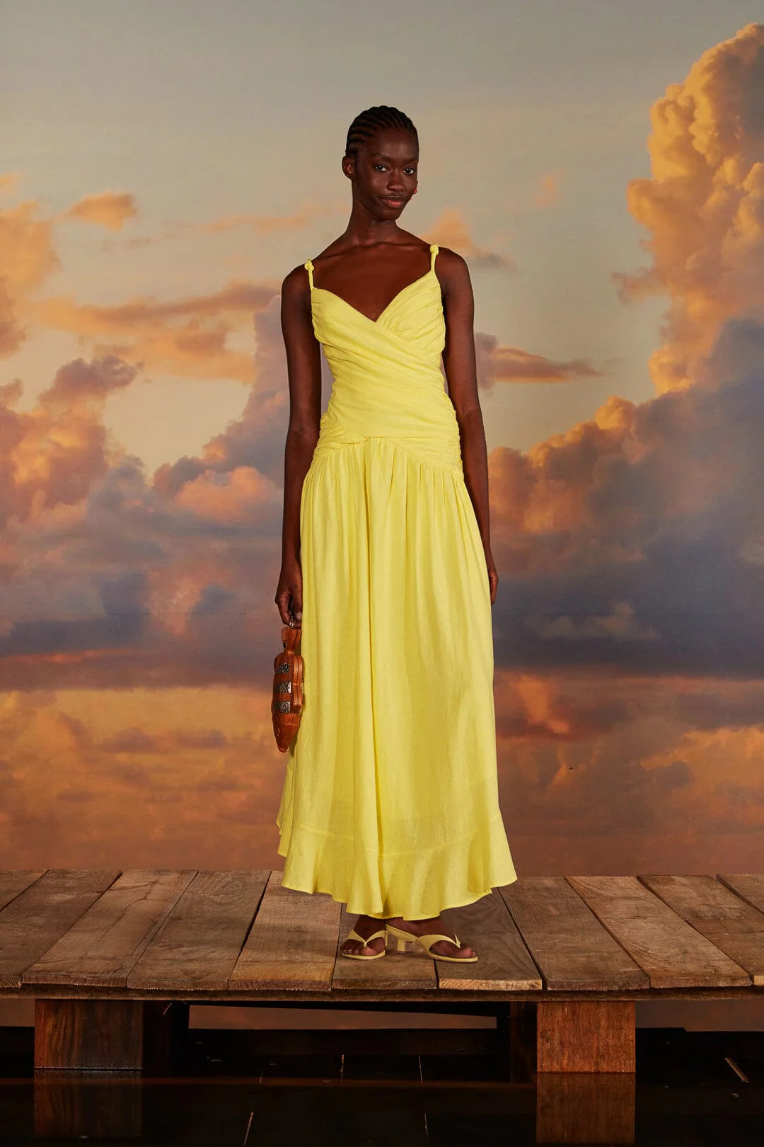 Yellow Cross Over Maxi Dress | FarmRio (US)