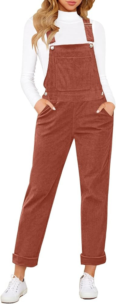 LookbookStore Womens Overalls Corduroy Bib Adjustable Straps Fashion Jumpsuit Overall for Women w... | Amazon (US)