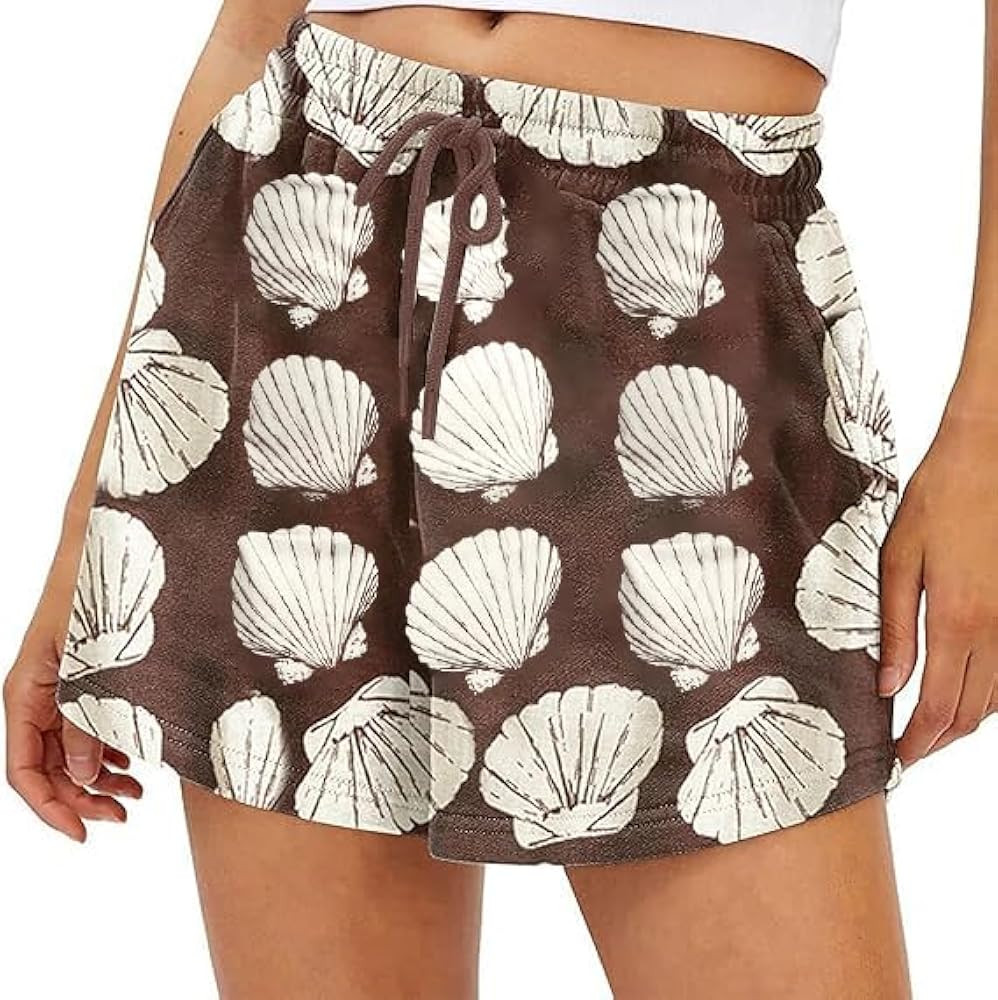 Womens Camo Sweat Shorts Maple Leaf Print Drawstring Elastic High Waist Lounge Camouflage Workout... | Amazon (US)