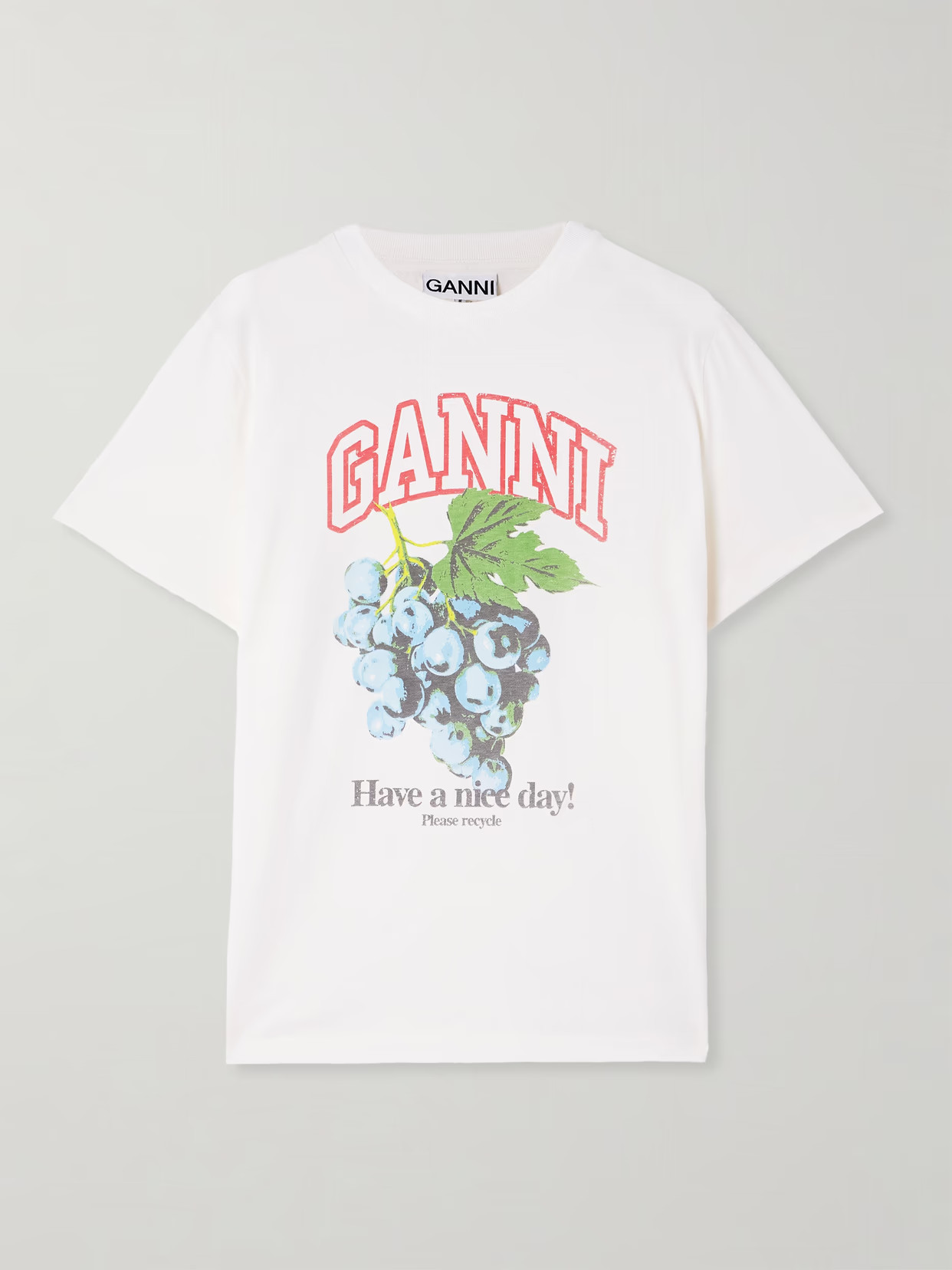 GANNI - Grapes Printed Organic Cotton-jersey T-shirt - White | NET-A-PORTER (US)