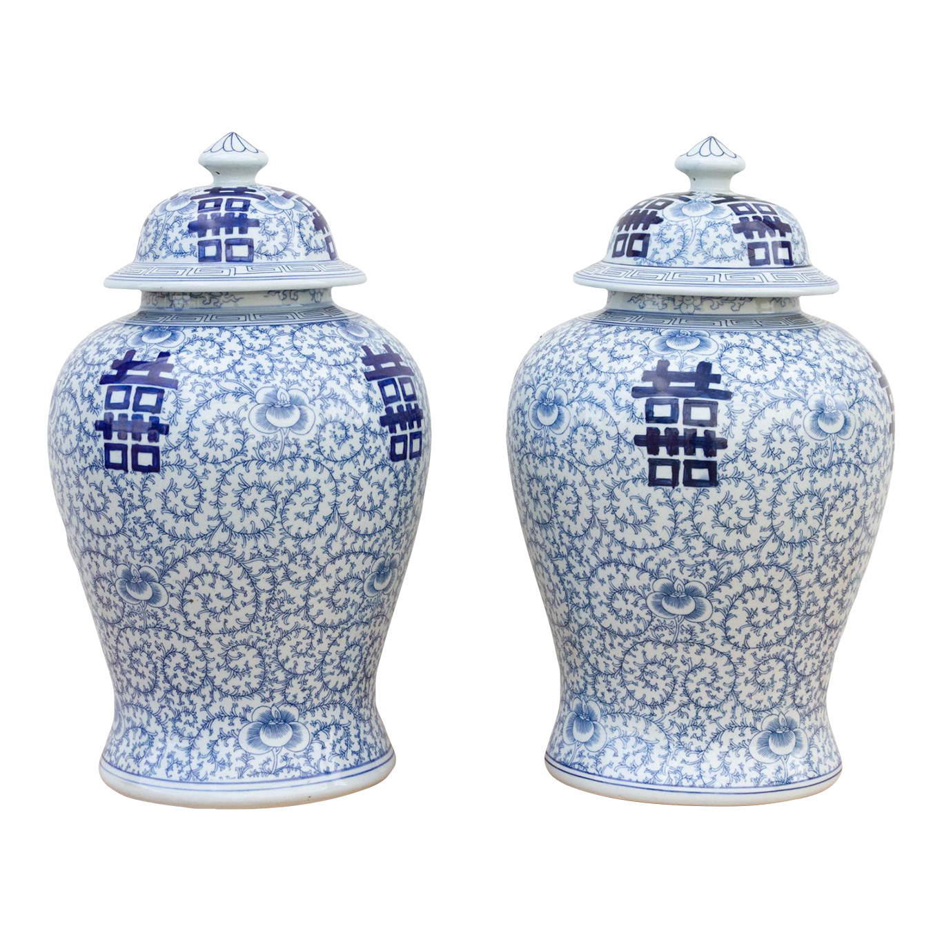 Pair of Tall Blue & White Jars | One Kings Lane