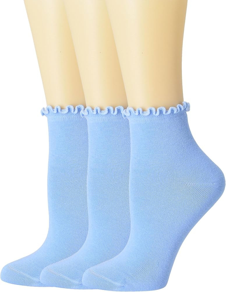 SRYL Ruffle Ankle Socks for Women's,Casual Cute Turn-Cuff Socks Soft Breathable Knit Cotton Lettu... | Amazon (US)
