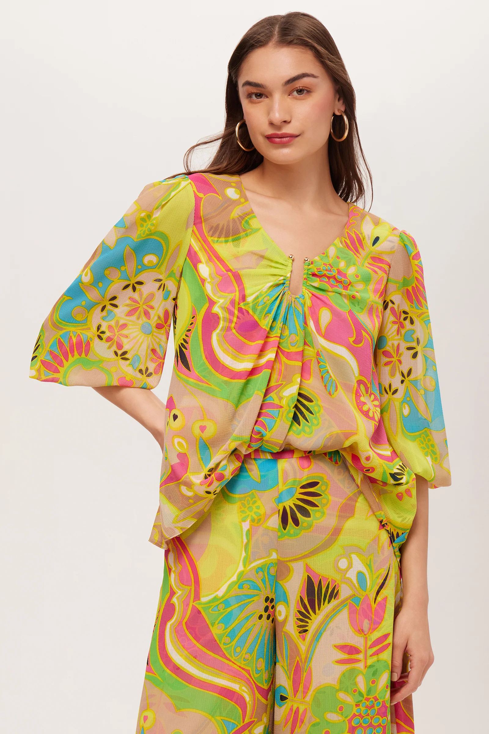 Sampras 3/4-Sleeve Top - Venus | Trina Turk