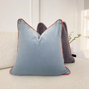 Velvet Duck Egg Blue Piped Pillow Covers, Custom Piping Color (12 Color Choices) - Etsy | Etsy (Global)