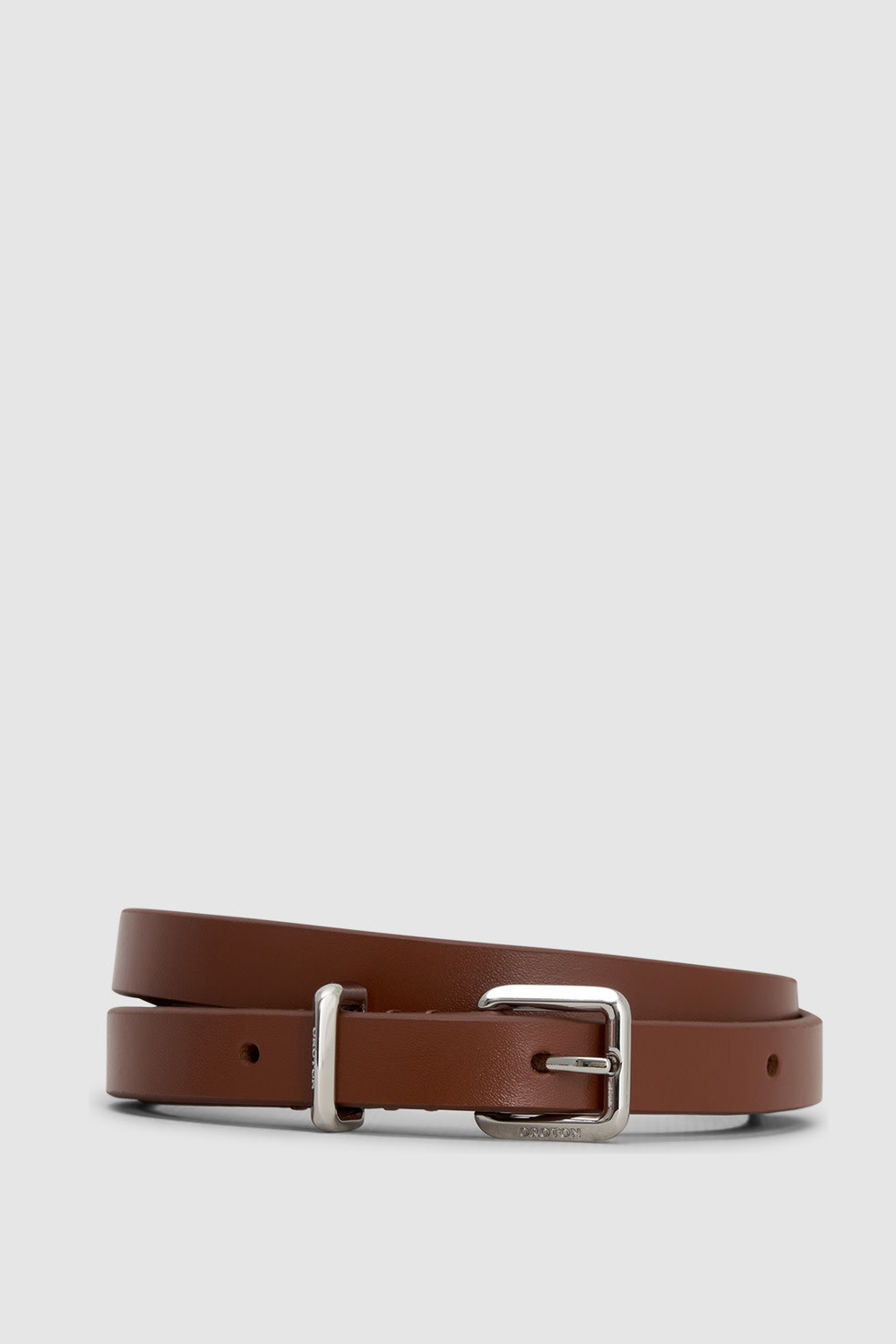 Remi 12mm Box Leather Belt Chestnut/Silver | Oroton