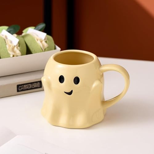 Halloween Ghost Mug - Adorable Ghost Elf Design - Unique Ceramic Coffee Cup, Spooky Ghostface Mug (yellow) | Amazon (US)