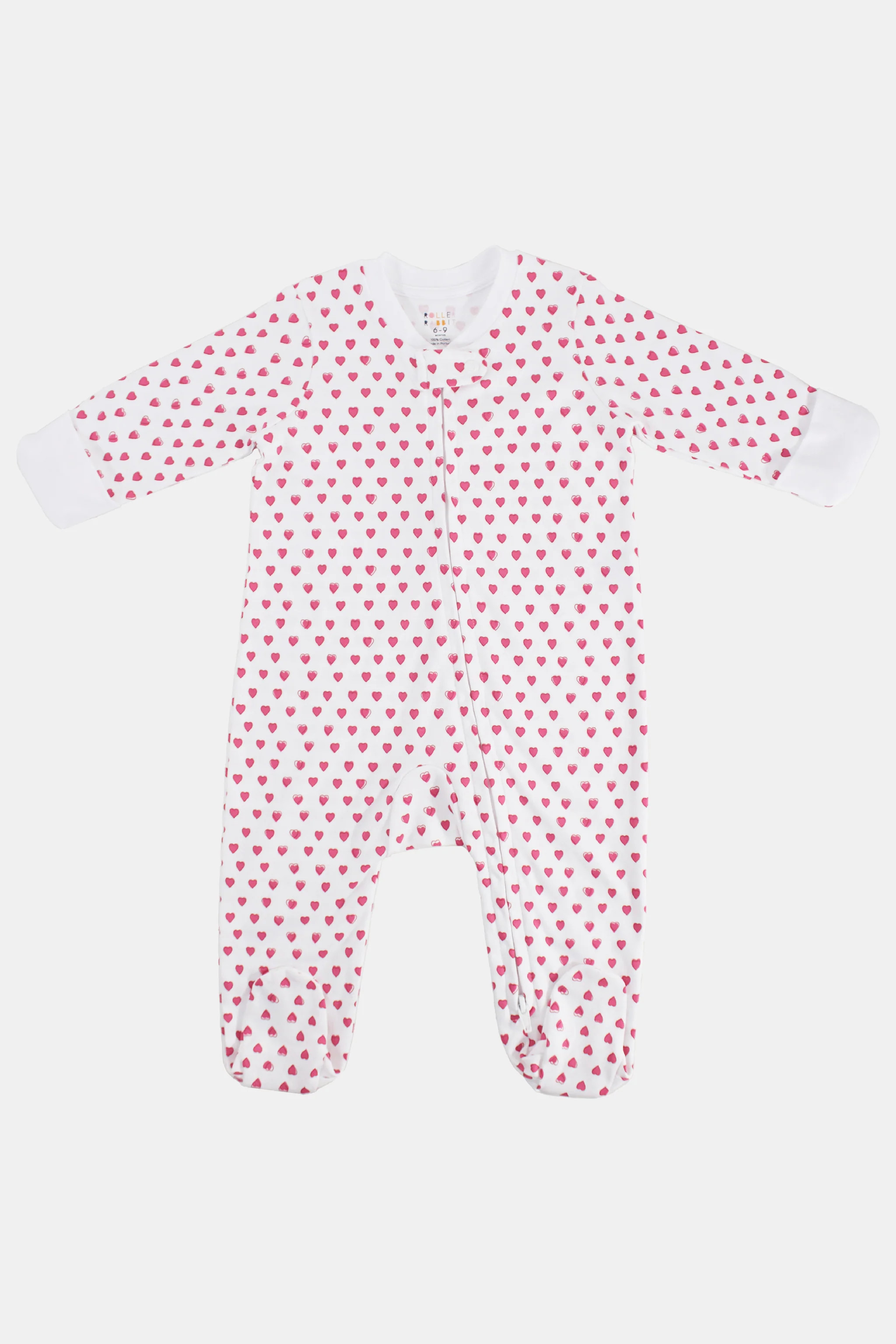 Infant Hearts Zipper Footie | Roller Rabbit | Roller Rabbit
